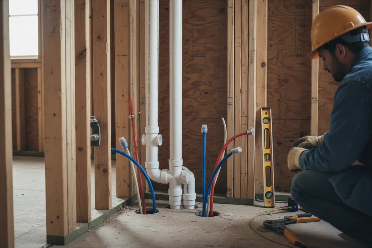 Drain and supply rough-in during Sump Pump Repair in Dushore