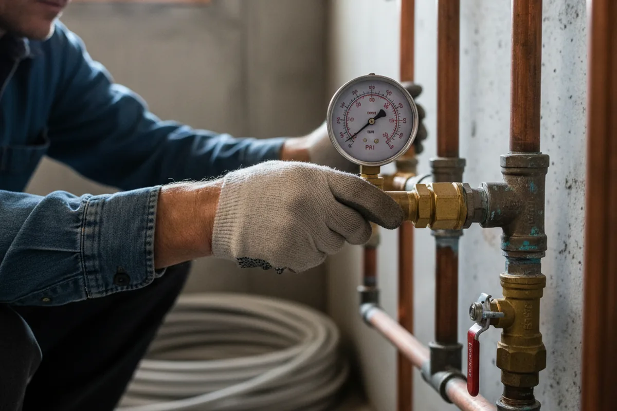 Pressure testing a repaired line during Water Line Repair in Dushore